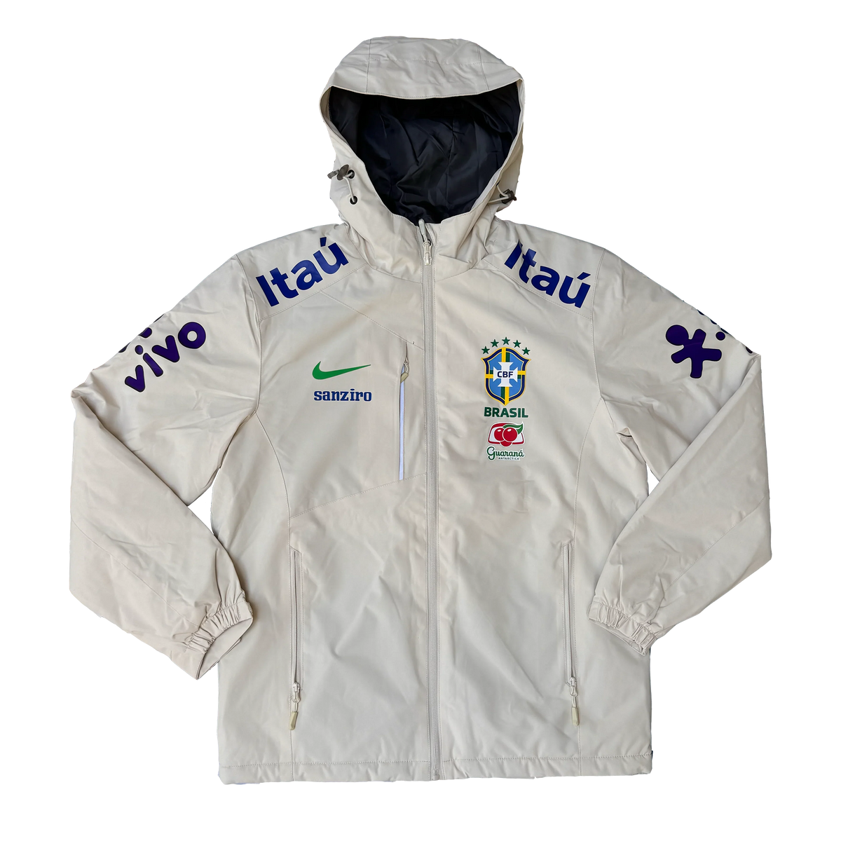 Veste Running Capuche Beige – Vue de face